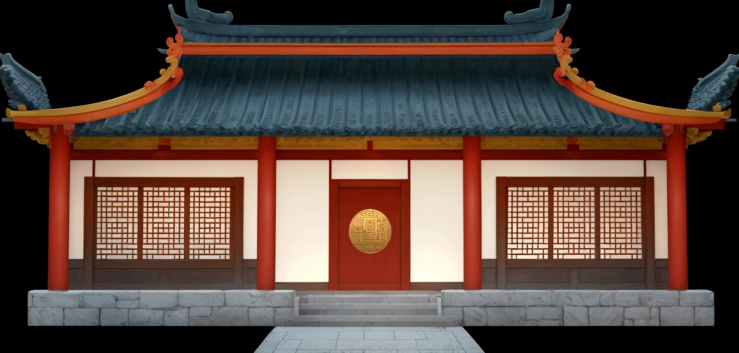 illustration of a traditional chinese building with a door and a window, temple background, palace background, zen temple background, house background, background depicting a temple, background art, inspired by Dong Yuan, random background scene, 2d game asset, 2 d game environment design, artwork in the style of z.w. gu, videogame asset, game asset, background artwork