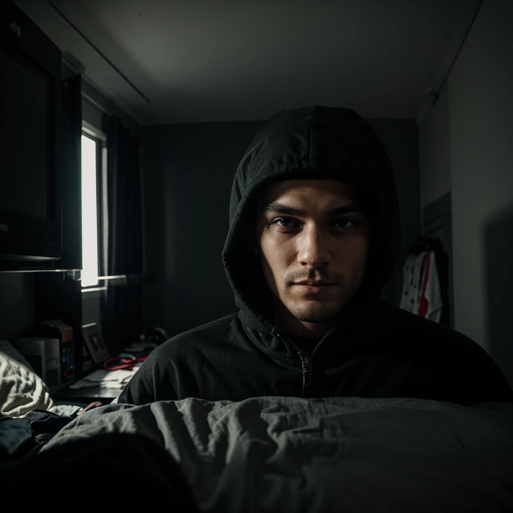 Homem hacker, dark bedroom
