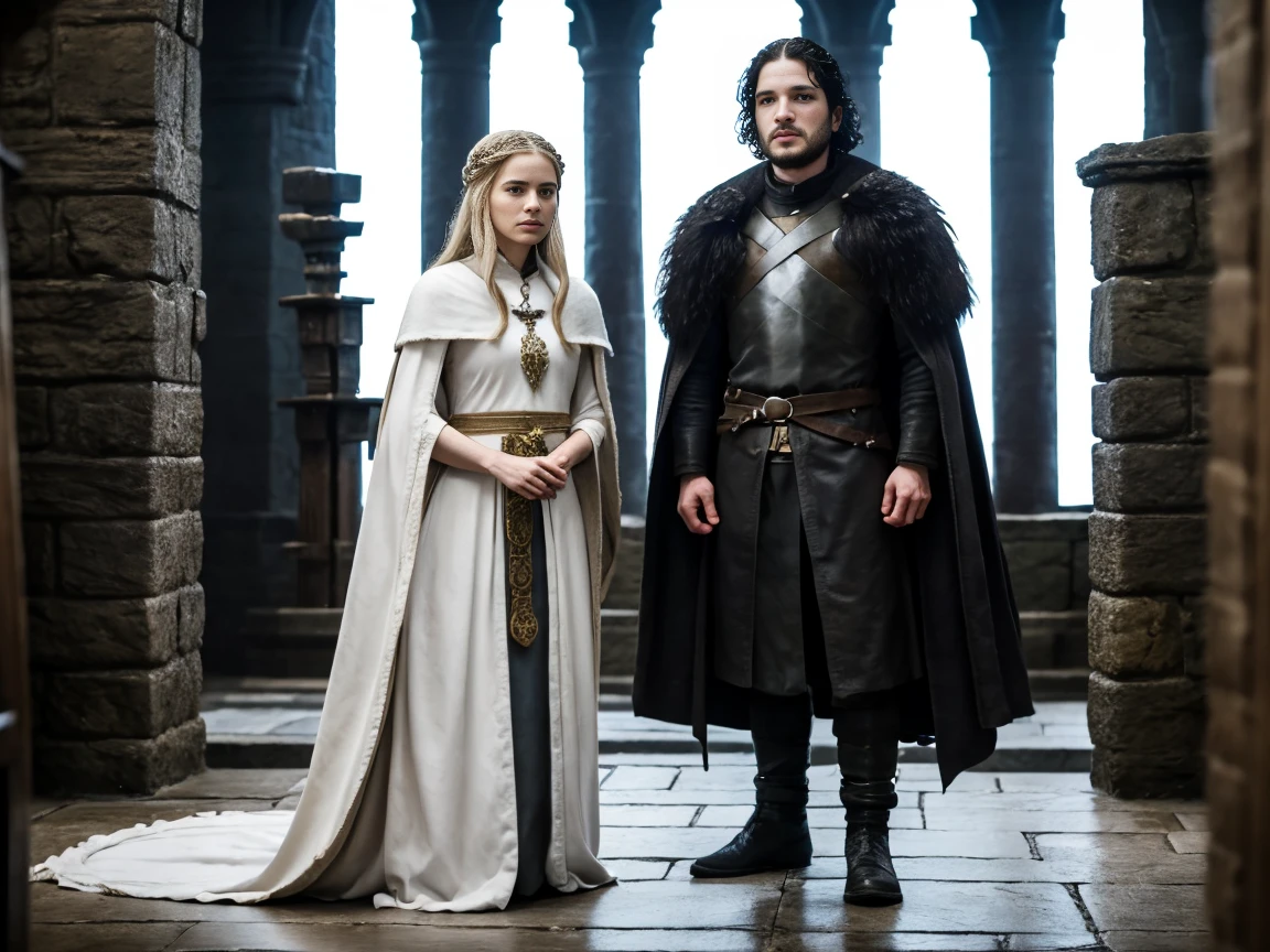 Jon Snow standing next to high priestess kinvara