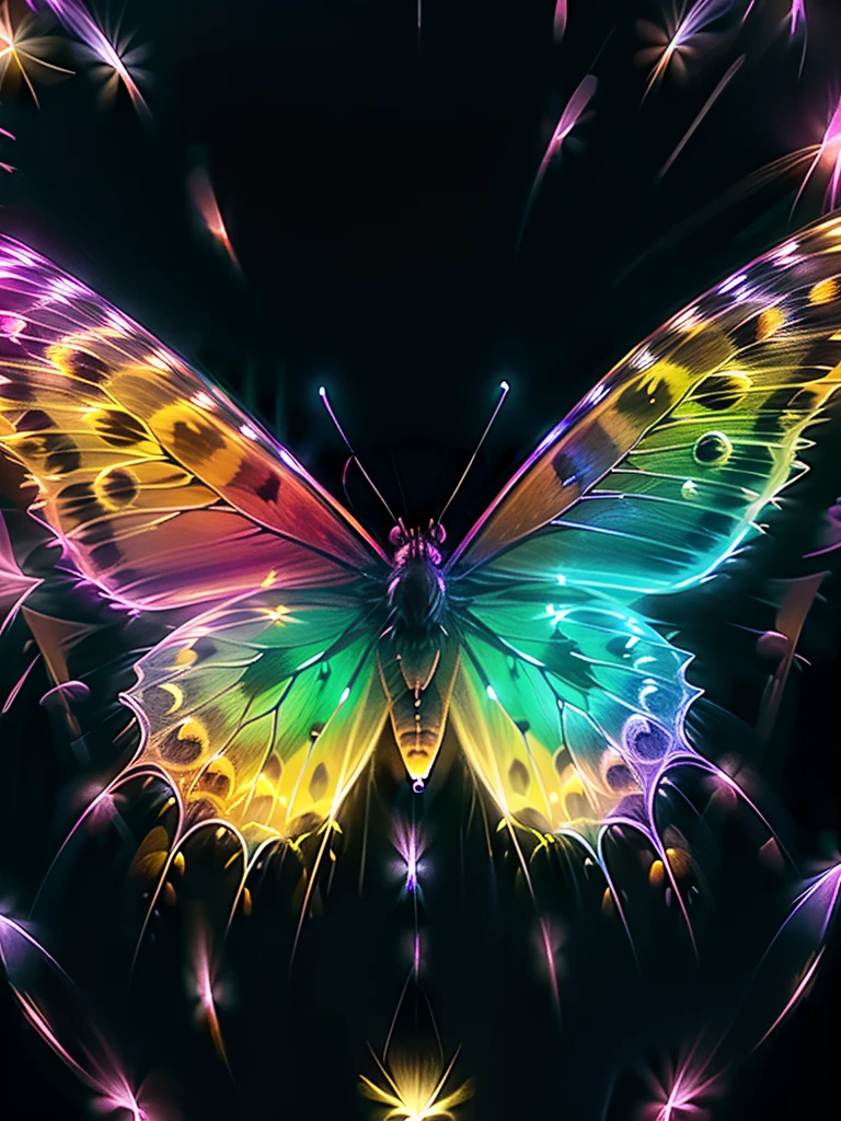 
This stunning macro photo captures a full-color butterfly illuminated by gorgeous volumetric lighting
