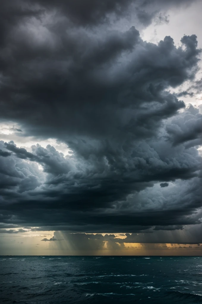 generates an image of a dark, stormy sky on an island