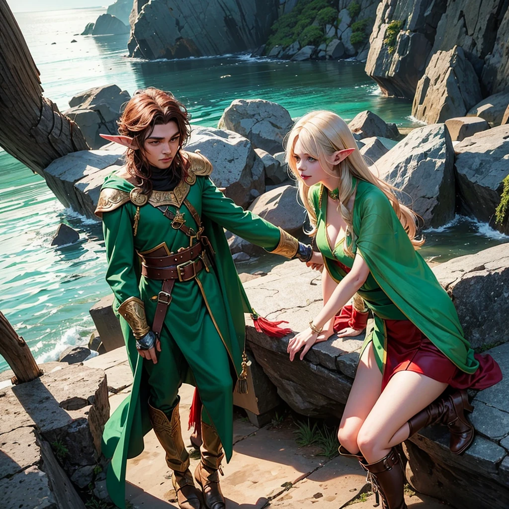 The elf man grabbed a human woman by the back of her mouth and stood behind a rock and died