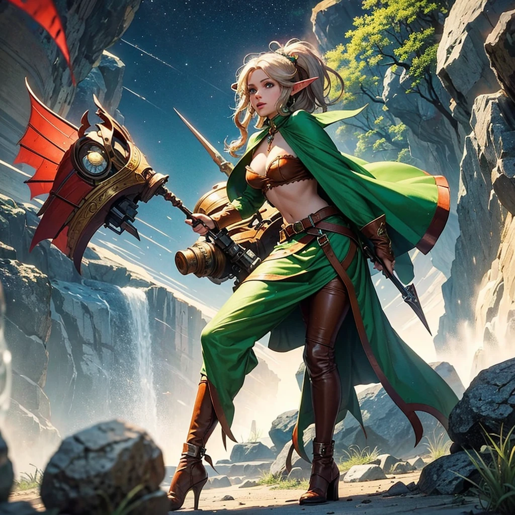 The elf man grabbed a human woman by the back of her mouth and stood behind a rock and died
