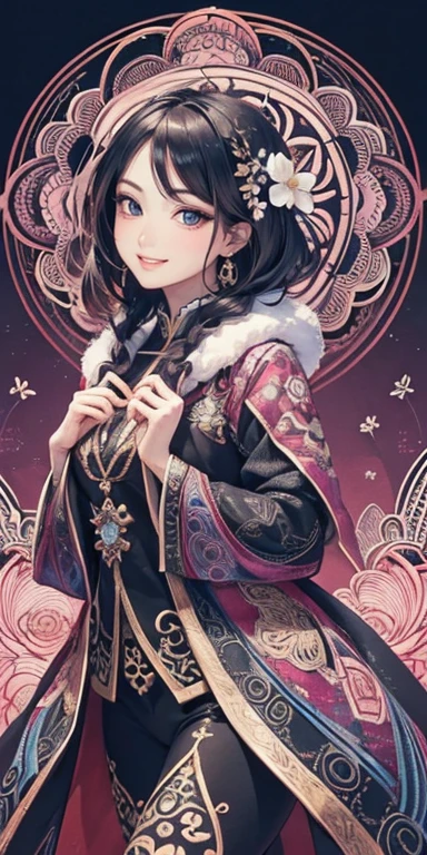 Official Art, unity 8k wallpaper, Super detailed, beautifully、aesthetic, masterpiece, Highest quality, Chinese style, (zenTangle, Mandala, Tangle, enTangle), Flower Ecstasy, One girl, Very detailed, Dynamic Angle, Cowboy Shot, The most beautiful form of chaos, elegant, Brutalist design, Vibrant colors, Romanticism, James Jean, Robbie Dowie Anton, Ross Tran, Francis Bacon, It was freezing cold, Adrian's genius, Petra Cortright, Gerhard Richter, takato yamamoto, Ashley Wood, Atmospheric