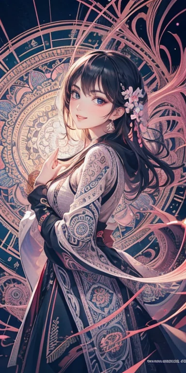 Official Art, unity 8k wallpaper, Super detailed, beautifully、aesthetic, masterpiece, Highest quality, Chinese style, (zenTangle, Mandala, Tangle, enTangle), Flower Ecstasy, One girl, Very detailed, Dynamic Angle, Cowboy Shot, The most beautiful form of chaos, elegant, Brutalist design, Vibrant colors, Romanticism, James Jean, Robbie Dowie Anton, Ross Tran, Francis Bacon, It was freezing cold, Adrian's genius, Petra Cortright, Gerhard Richter, takato yamamoto, Ashley Wood, Atmospheric