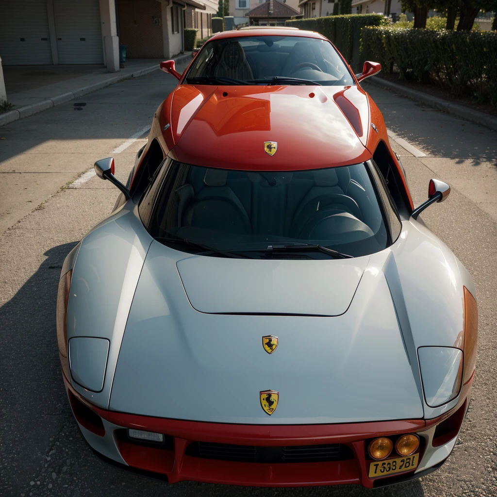 create a mockup of a soccer shirt in full 4k resolution, shirt hanging on a ferrari f40, jersey presentation ultra realistic