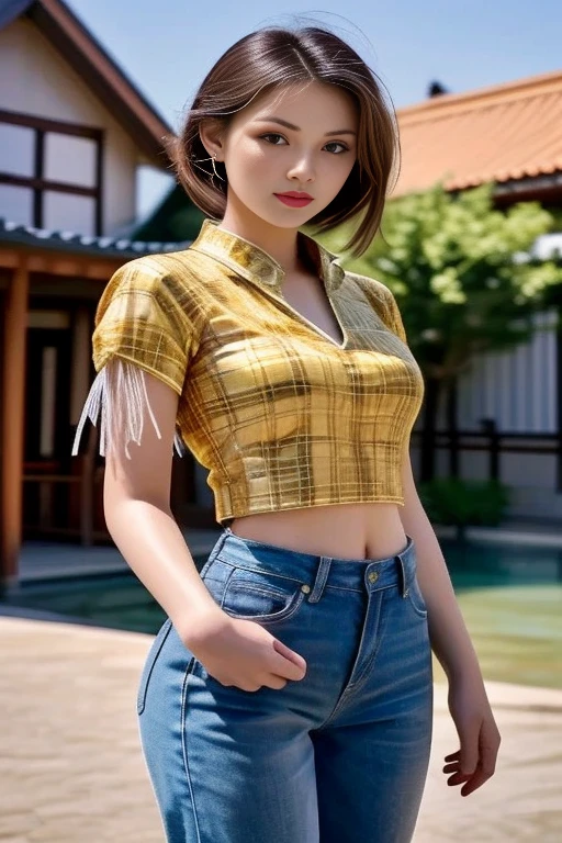 Arafi girl takes a selfie in front of the mirror in the room.., ( ( ( Wear jeans.. ) ) ), Wear a shirt and jeans.., Kawaii shirt and jeans, plaid shirt, wearing plaid shirt, Casual wear, Wear a flannel shirt.., wearing a plaid shirt, Put on a shirt, Casual wear, Long sleeve shirt with buttons, wearing Casual wear หญิงอาราฟเฟ่, beautiful, very beautiful woman, Attractive and beautiful, sexy girl, Asian girl, beautiful female model, jaw-dropping beauty, Attractive face and body,