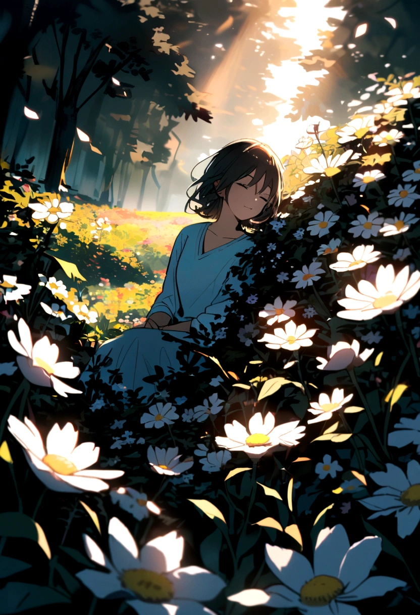 Sea of flowers blooming in the background
