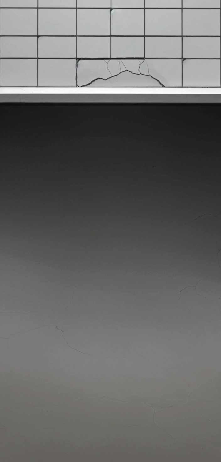 there is a computer keyboard on a desk with a mouse on it, depressing image, cracks, large cracks, glowing cracks, background ( dark _ smokiness ), soft cracks, damaged webcam image, high - resolution scan, fissures, subsurface cracks, 2 d image, desaturated, grey background, vhs static overlay, broken down grey wall