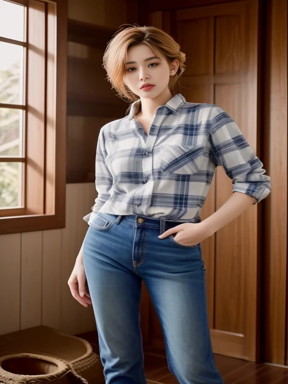 Close-up of woman wearing shirt and jeans., Kawaii shirt and jeans, plaid shirt, wearing plaid shirt, Casual wear, Wear a flannel shirt.., wearing a plaid shirt, Put on a shirt, Casual wear, Long sleeve shirt with buttons, wearing Casual wear หญิงอาราฟเฟ่, beautiful,  very beautiful woman, Attractive and beautiful, sexy girl, Asian girl, beautiful female model, jaw-dropping beauty, Attractive face and body, Movie goddess body shot, Goddess Filming, ผู้หญิงตะวันออกที่beautifulงาม, เจ้าแม่ที่beautifulงาม, sexy movies, Warrior Princess, แม่มดที่beautifulงาม, beautiful asian woman, gorgeous woman, จักรพรรดินีแฟนตาซีที่beautifulงาม, แม่มดที่beautifulงาม, Asian girlที่beautifulงาม, asian woman, นักรบหญิงที่beautifulงาม