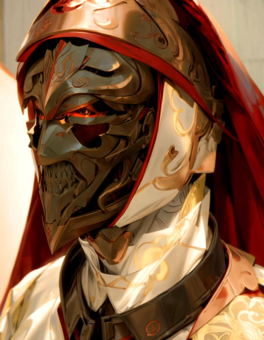 copper mask white red clouth