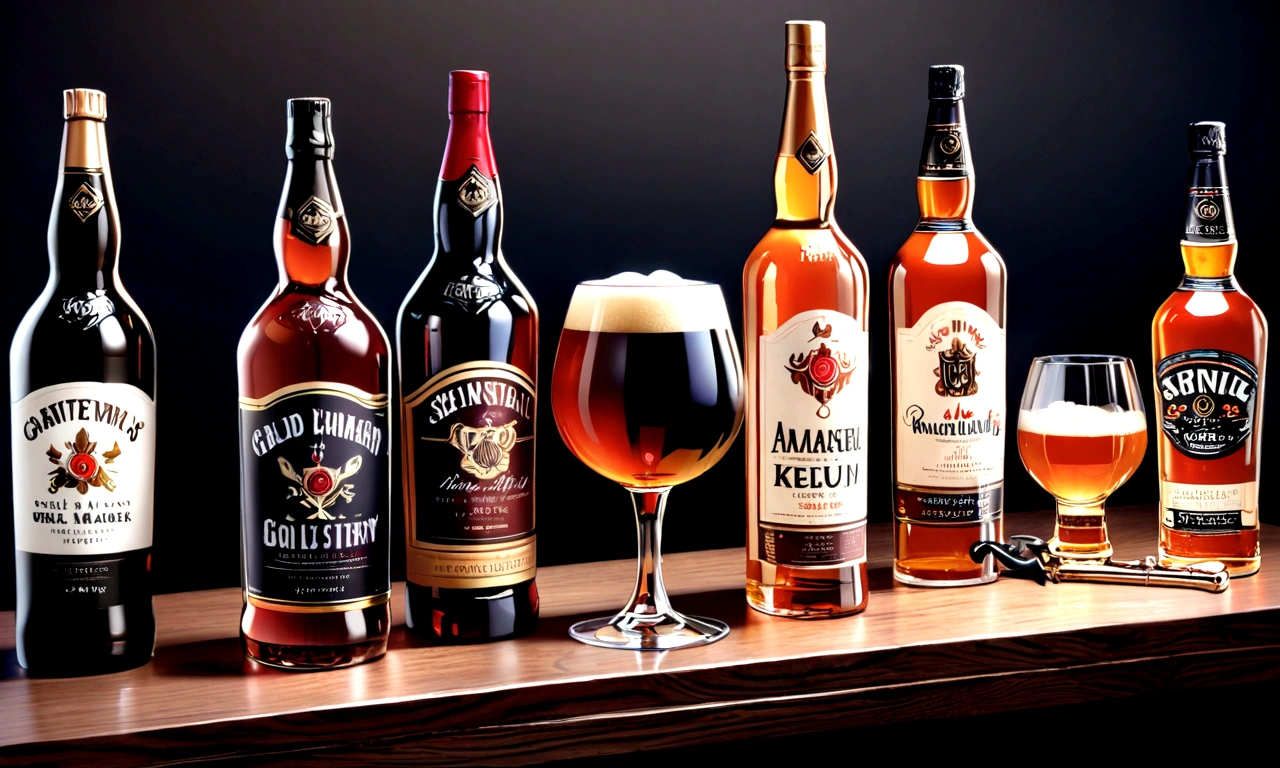 beer,logo,corkscrew,wine,whisky,rum,gold and blue,simple background,black background,(best quality,4k,8k,highres,masterpiece:1.2),ultra-detailed,(realistic,photorealistic,photo-realistic:1.37),still life,elegant,minimal,clean,modern,studio lighting,photorealistic,vibrant colors,hyperrealistic