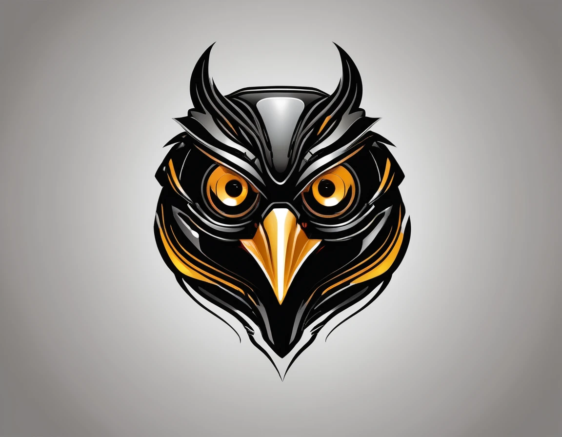 black bird head robot logo, vector style