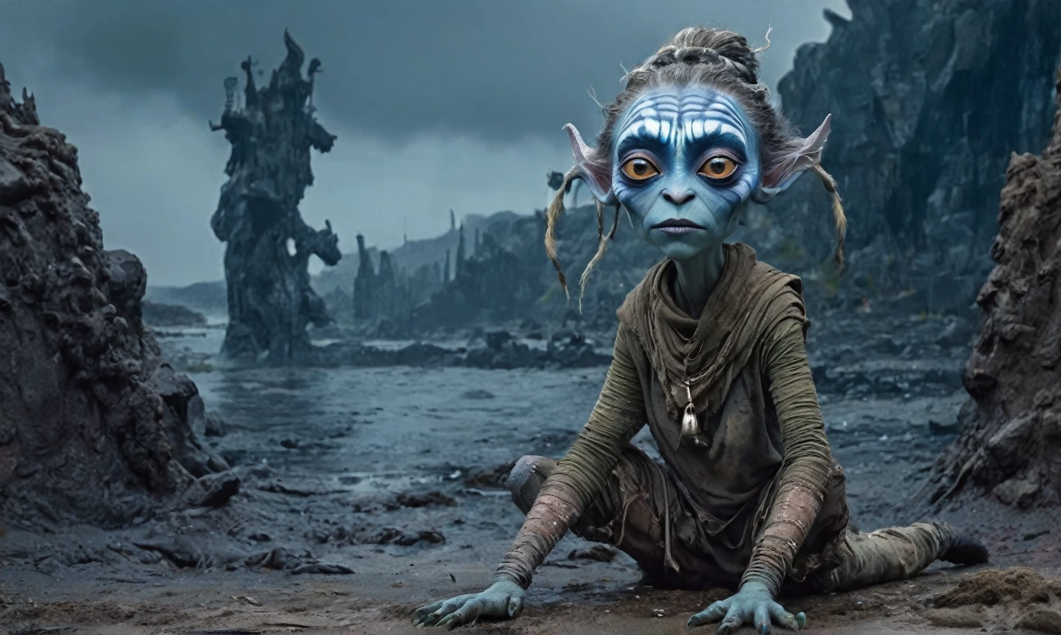 pretty face,eyebrow up,full body length shot,violet agate ahsoka tano,full body length shot,very beggar niobium Manganite The Alien Entity, babychild, wants eat,survival in criminal city of future,full body shot of full body shot of psychedelic style of A beautiful tander alien female creature with face fully covered lizard scale with fluffy eyes embedded into a canvas,The iris looks weird, attractive, The stars in space is reflected in the pupil, goose down eyelashes, long wavy luminescent hair, , she is dressed in baggy clothes, sitting on a bench outside the house of dwarves in the setting of the Lord of the Rings, . Whole outfit, clear, sharp, balanced
,Extremely detailed,High contrast,Masterpiece,Realism,Ultra Detailed, intricate details,realistic humid leather, cinematic style,irina yermolova,high contrast,hdr,extremely detailed, [deep night landscape],masterpiece,intricate details,faded,eyes extremely detailed,Silverclaw,view from height,full-body-shot,High contrast,Masterpiece,Realistic,Ultra Detailed,intricate details,realistic humid skin,extremly intricate,realism,photorealism, cinematic style,irina yermolova,HDR,((Wangechi Quality)),extremely detailed, [night landscape],masterpiece,intricate details,faded,eyes extremely detailed, high detailed eyes,16k resolution,RAW, Nikon Z9,chinese orc's village of fishers on seaside,authentic,full body length,Labradorite babygirl,native italian troll ,pretty face,eyebrow up,full body shot,ominous landscape,glate gray atmosphere,by art Simon Stalenhag,Nicola Samori,(((Wangechi Mutu))),prime colors,urban,extremely detailed,masterpiece,intricate details,faded,eyes extremely detailed, high detailed eyes,4k resolution,RAW, Nikon Z9,scary town,stalker,goblin,Dubai of United Arab Emirates,Mestichino,Light particles,marble leather ,ink photography 
