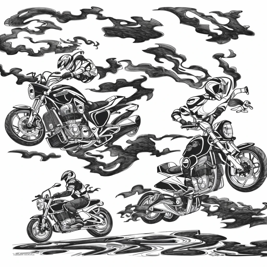 a drawing of a man riding a triumph motorcycle down a dirt road, riding a motorcycle, detailed vectorart, riding on the road, motorbiker, motorcycles, vector line art, highly detailed vector art, motorcycle, black and white vector art, vector ink drawing, line art illustration, bold line art, high contrast illustration, high contrast illustrations, detailed digital illustration, illustration!