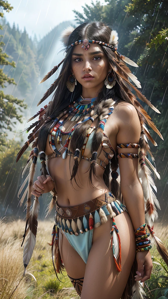 score_9, score_8_above, score_7_above, score_6_above, classification_explicit, 1 girl, ((18 years:1.2)),(The best quality,A high resolution,Ultra - detailed,actual),Native American Ariana Grande,(wild Indian native American:1.4), adult, full lips, big light eyes, light blue eyes, ((by rubio:1)), (cabello ondulado long trenzado nativo indio: 1.2), (female native american:1.4) ,(native indian feathers :1.4), (Face details: 1.5, bright blue eyes, beautiful face, pretty eyes, iris coating, labios Delgados: 1.5, Delgado, pale and sharp eyebrows, long, dark eyelashes, double tabs),(perfect hands detailed : 1.4 ) , (forest background big leaves :1.4), (native american V2.1), (native american:1.4), (fondo desierto casa native american:1.4), (dynamic cowboy pose),(( beautiful american indian warrior:1.4), (beautiful american indian warrior: V2.1)) , (bright colors), (big stones background:1.4 ), (meadow background :1.4), (falling rain cloudy:1.4), (great grassland autumn :1.4), (vestidor native american:1.4), (showing panties:1.4), (realistic V2.1), (perfect anatomy)
