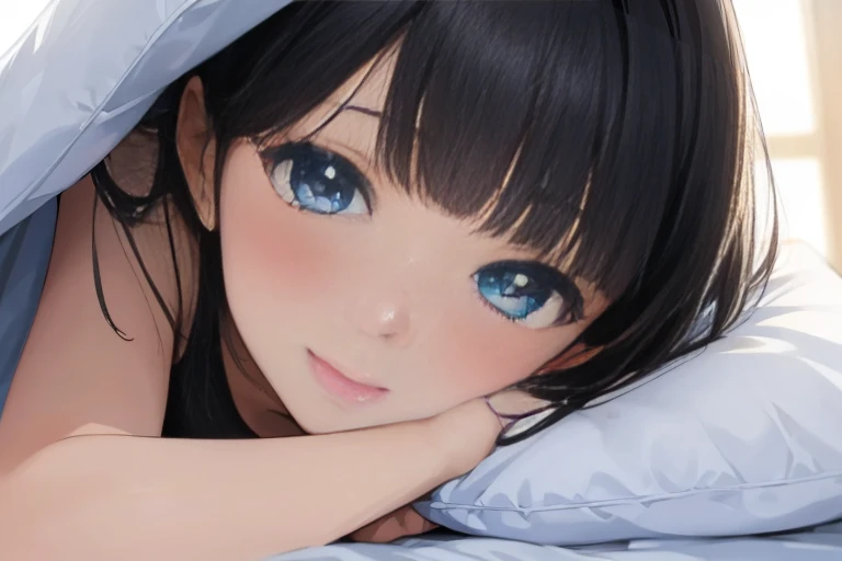 ((Best Quality)), ((Masterpiece)), (detailed), perfect faces, black hair, blue eyes, large breast, sexy, cum in pussy, breast milk, cow patterned bikini, bed