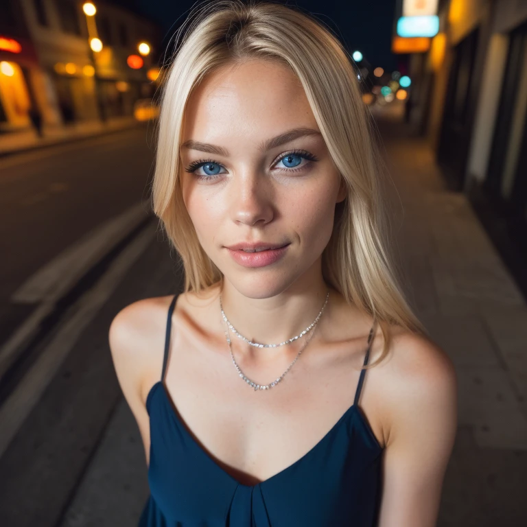 (Selfie, View from the top: 1.4), (straight half of the body: 1.4), RAW uhd photo of a 24 year old blonde (Blue eyed woman, topless) Walking down a dark alley, breasts big,, city at natta, (overskirt), (neckleace), detaileds (texturas! , body hair! , sheen, Farbe!! , Disadvantages: 1.1), olhos brilhantes com muitos detaileds (looking at the camera), SLR Lighting, SLR Camera, ultra-quality, sharpening, Depth of field, Film grain (downtown), Fujifilm XT3, clear as crystal, frame downtown, beautiful  face, sharp focus, street lamp, Neon lighting, bokeh (dimly-lit), natta, (natta sky), detailed skin pores, greasy skin, sunburn, complex eye detaileds, whole body, breasts big