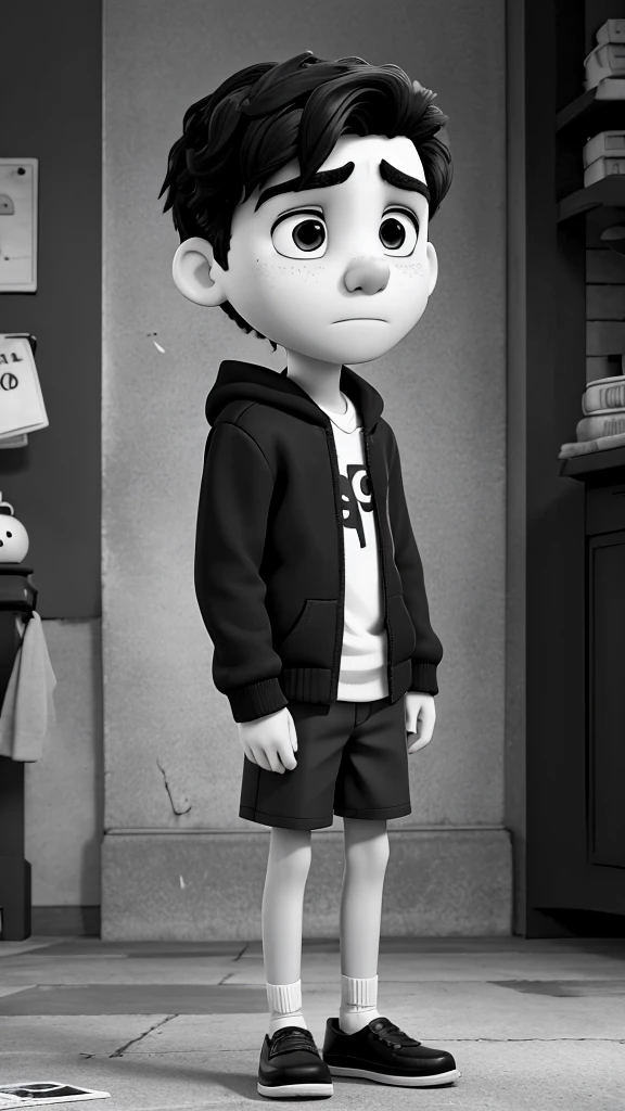 Sad boy with a life in black and white