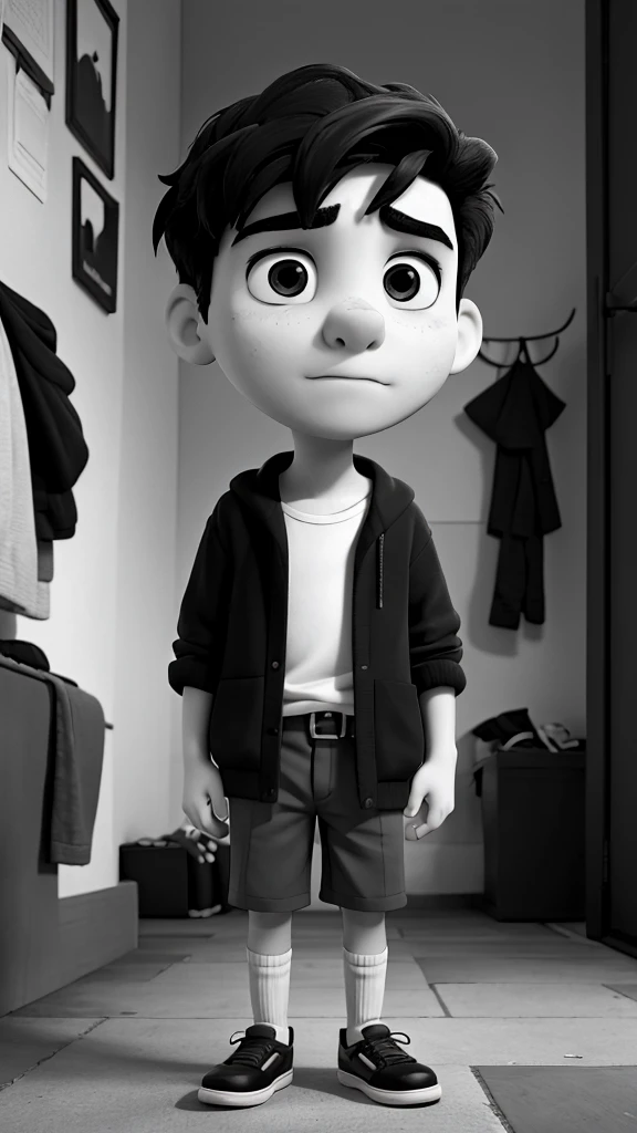 Sad boy with a life in black and white