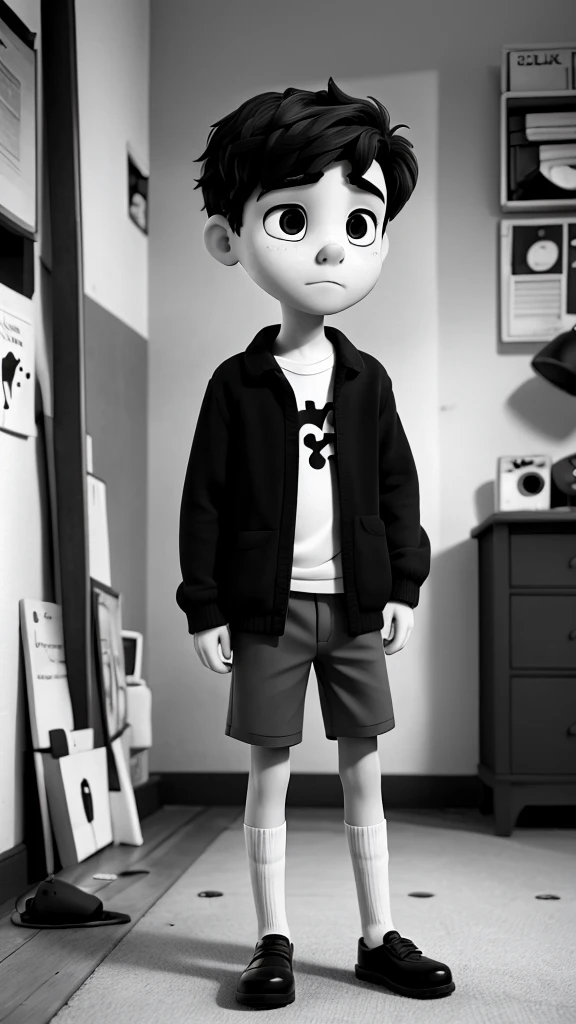 Sad boy with a life in black and white