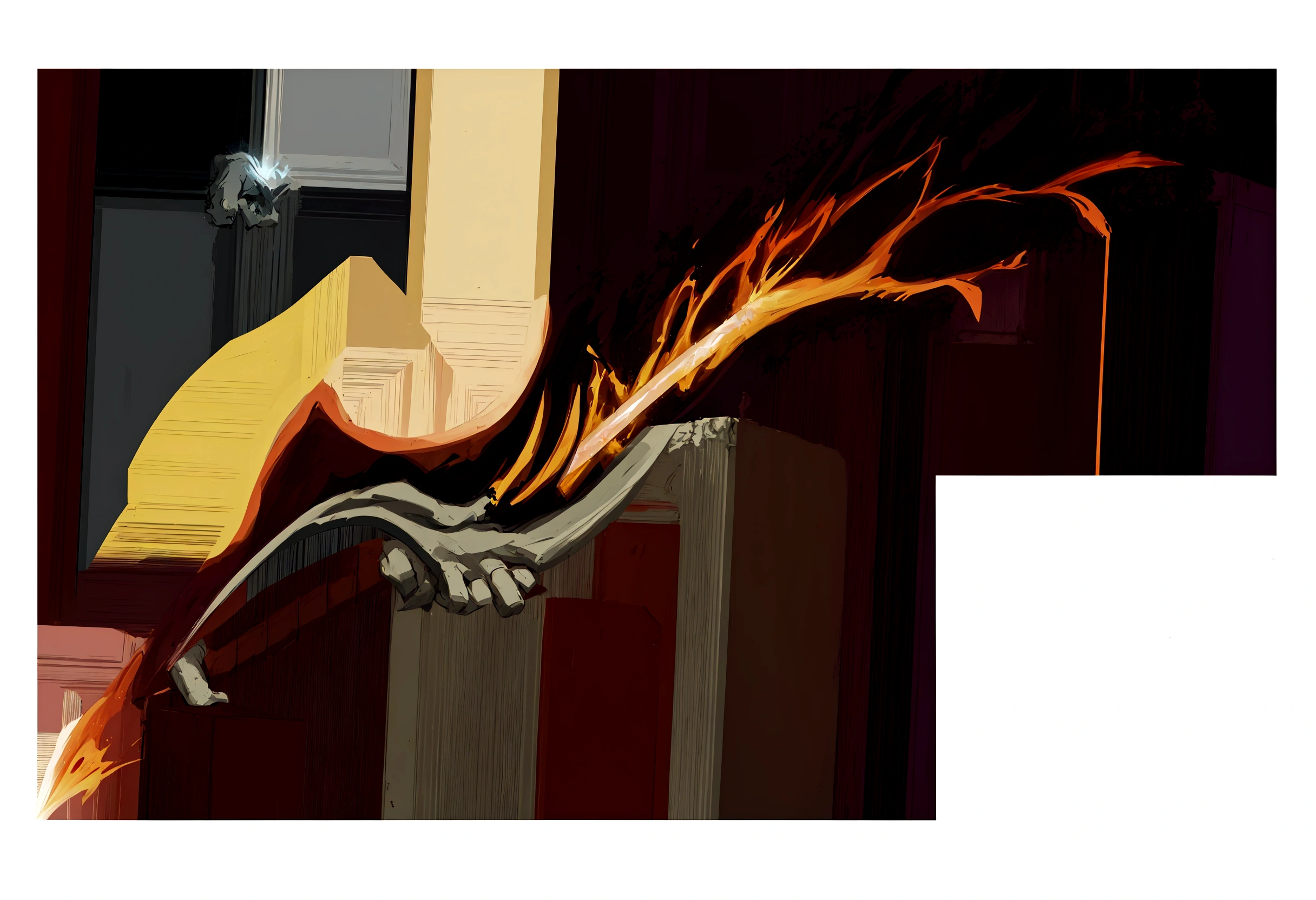 there is a sword of fire, concept illustration, conceptual artwork, conceptual artwork, conceptual artwork, conceptual artworkwork, concept painting, conceptual artwork!, godrays digitalpainting, little detailed. digitalpainting, conceptual piece,