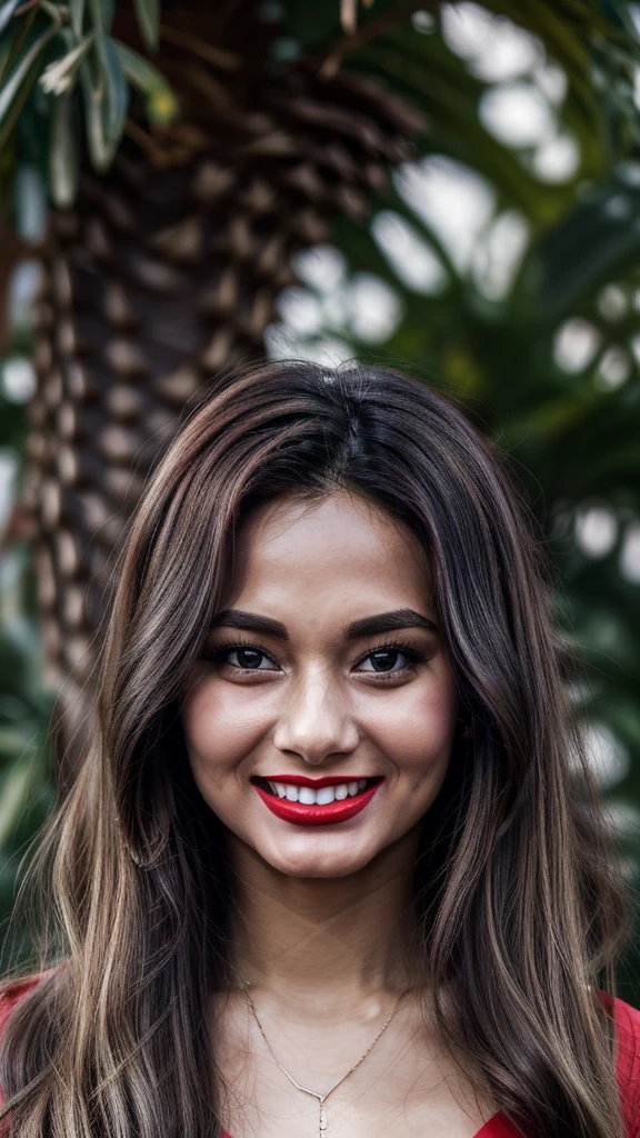image of a girl in dubai realistic image of a 20 year old girl, solo, red lipstick, red lips glossy, long black hair, beatiful breasts, looking at viewer, blonde hair, bare shoulders, black eyes, jewelry, full body, necklace, off shoulder, short blue blouse, lips, realistic, nose, flirting with camera, masterpies, smiling face with dimple