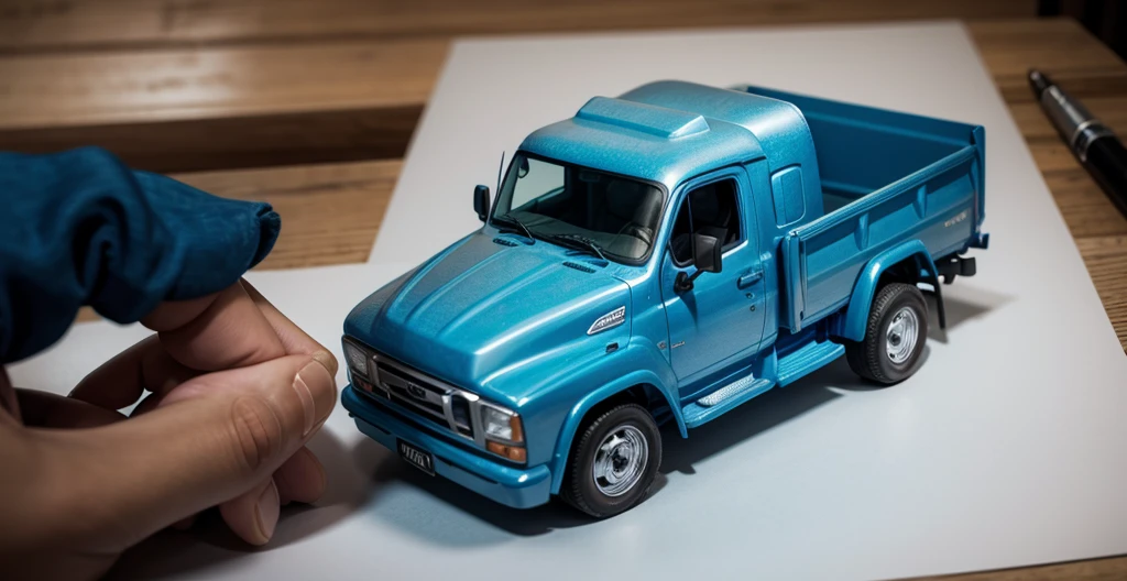 blue truck shaped drawing