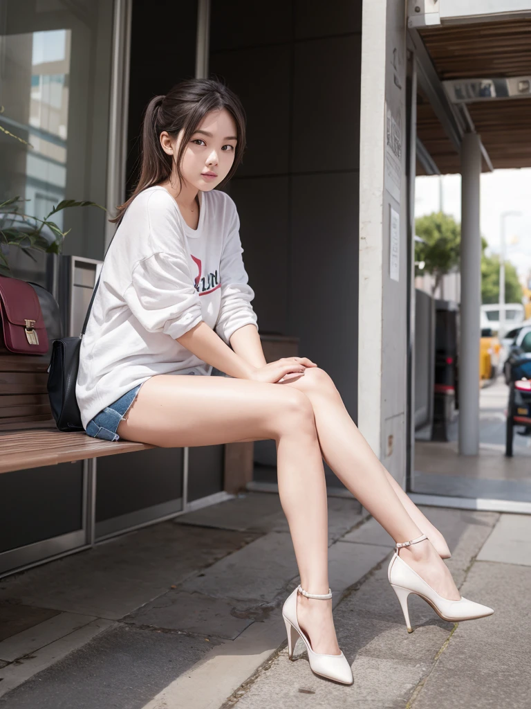 1girl, sitting, crossing legs