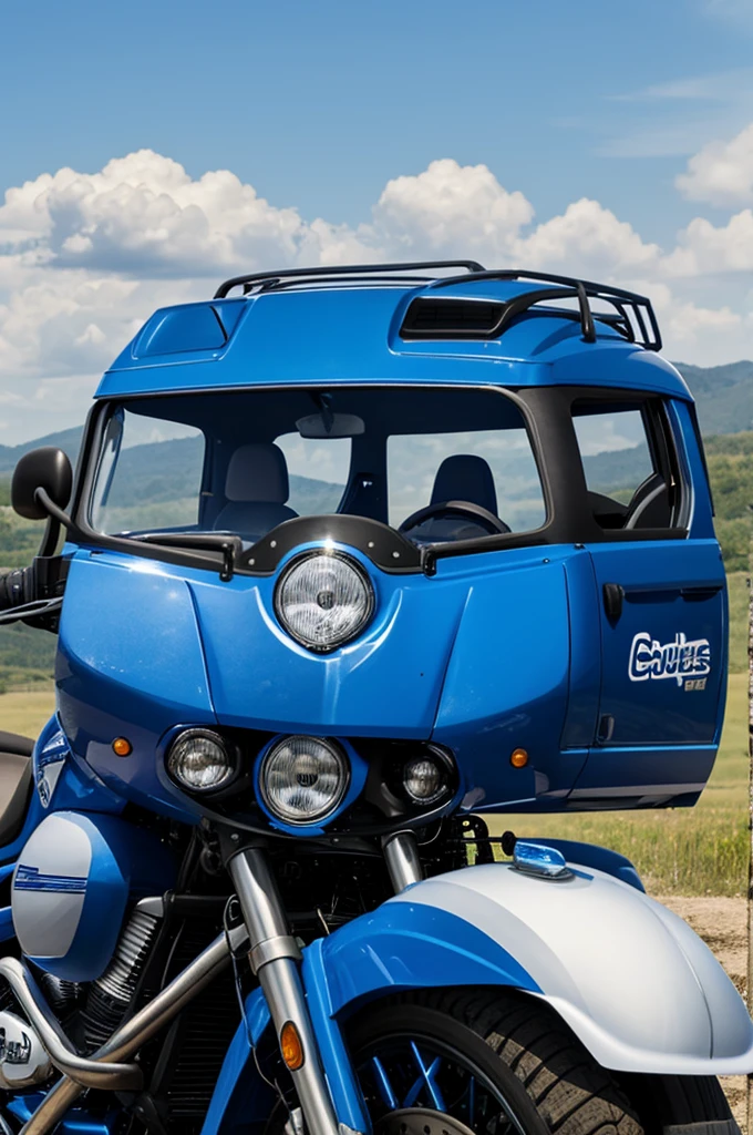 Blue logo for motorized vehicles with the Cabudare cross and three stars in the background Team Cabudare