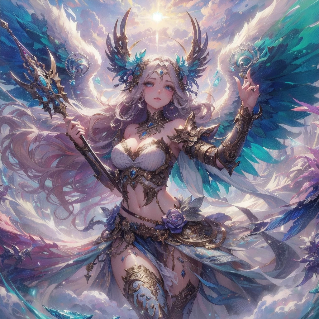  masterpiece, (textured skin), best quality, gorgeous beautiful girl, (a angel), detailed clothes,large breasts,narrow waist,, (beautiful face), cinematic lighting, (fantasy anime art ),