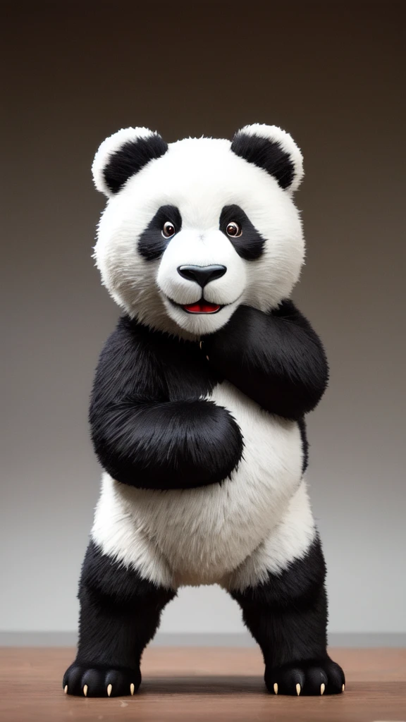 a dinosaur with the arms of a man and the legs of a panda