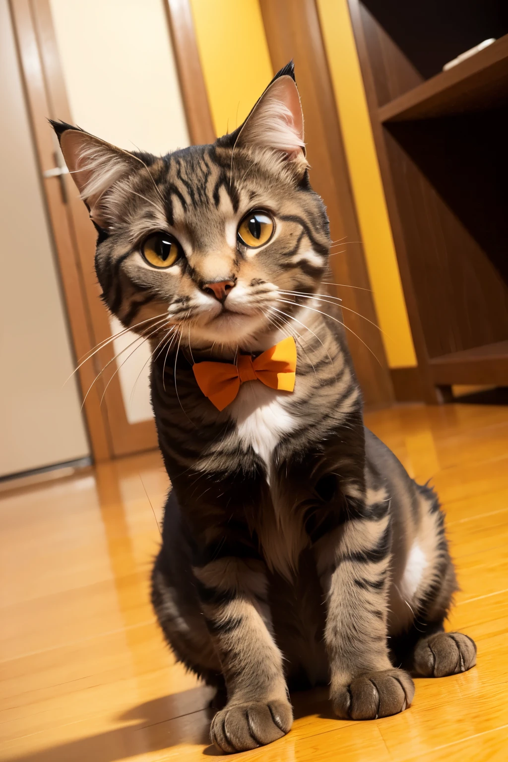 Create a cats 3d image using a app called passei direto with orange elements