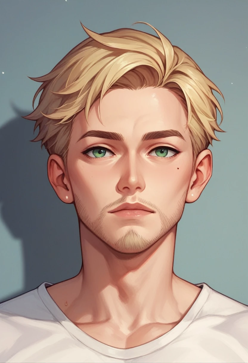 Boy with short dark hair and beard with a blonde girl with green eyes