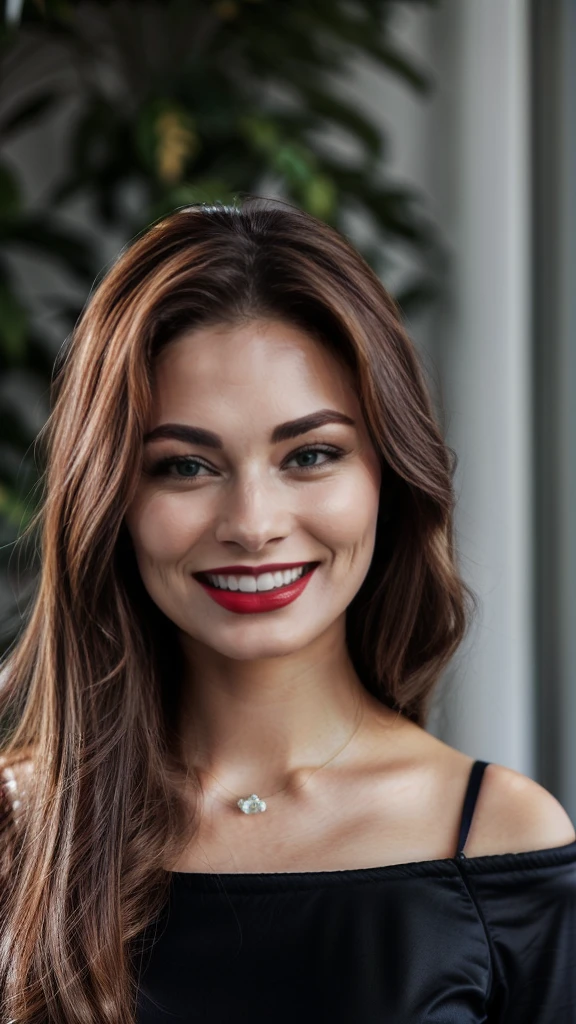 smiling woman with long brown hair and red lipstick posing for a picture, portrait sophie mudd, natasha tan maciej kuciara, beautiful and smiling, cheeky smile with red lips, alina ivanchenko, anastasia ovchinnikova, viktoria gavrilenko, aleksandra waliszewska, magdalena radziej, headshot profile picture, beautiful mexican woman
