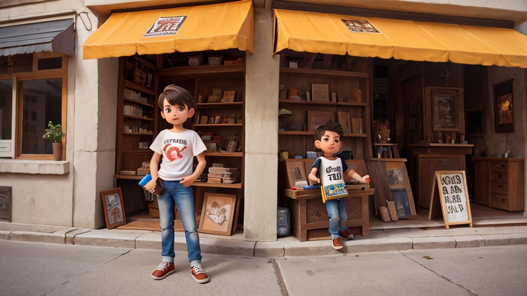 A rocker boy selling t-shirts and a rock n' roll concert