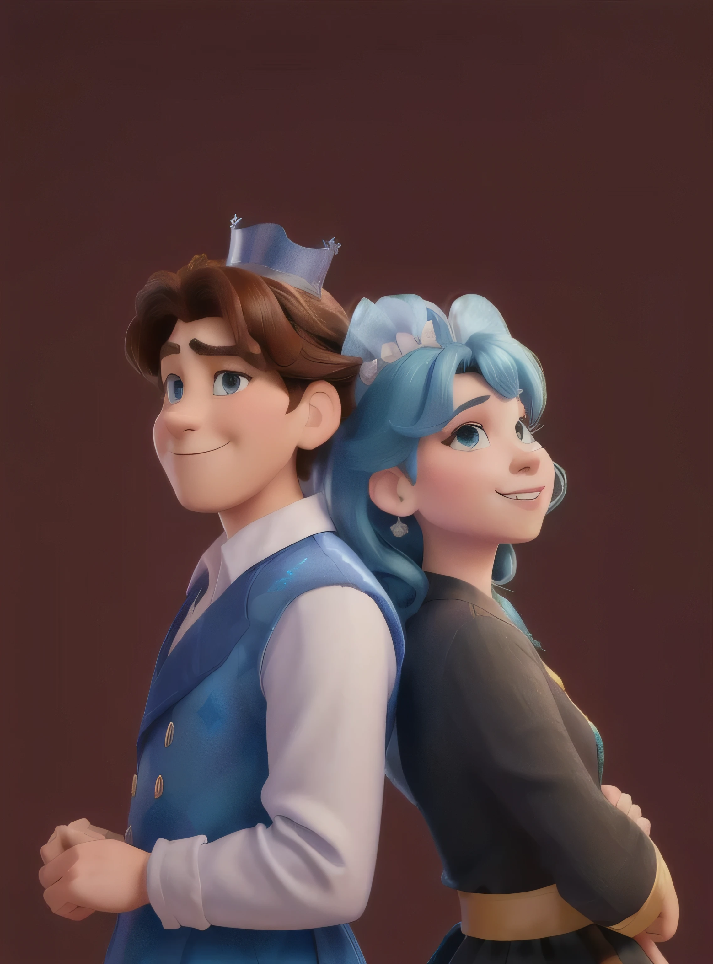 there are two people who are close to each other, Disney art style, disney rendering, high quality fanart, in the style of Disney animation, medium shot of two characters, prince and chambermaid, Disney art style, official rendering, Disney character style, two characters, detailed characters, detailed fanart,