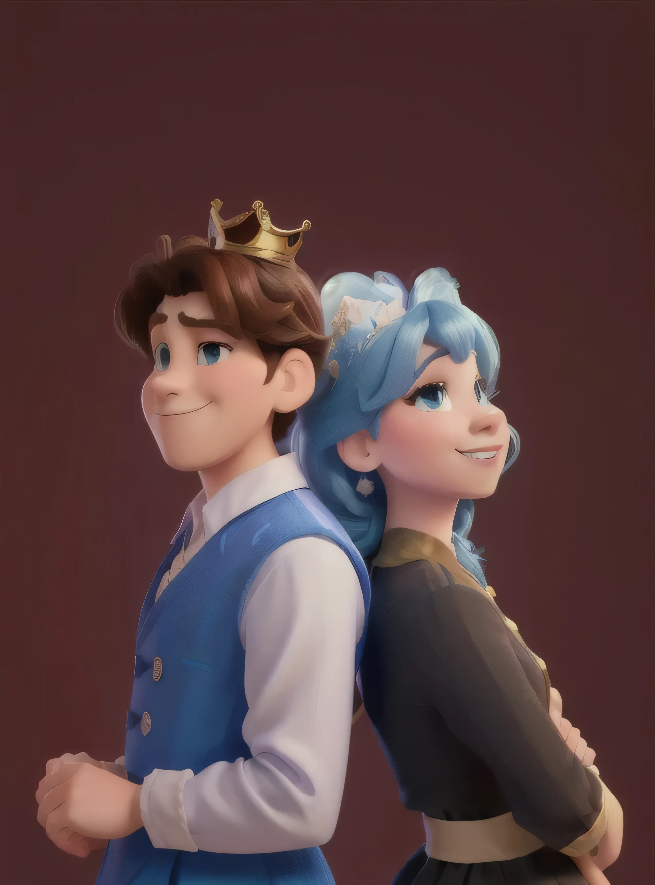 there are two people who are close to each other, Disney art style, disney rendering, high quality fanart, in the style of Disney animation, medium shot of two characters, prince and chambermaid, Disney art style, official rendering, Disney character style, two characters, detailed characters, detailed fanart, 
