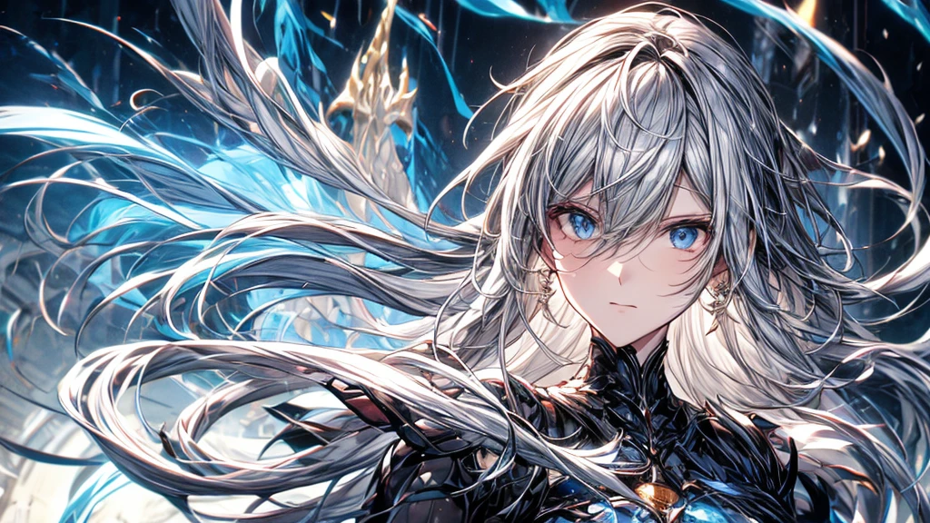 white hair、glaring