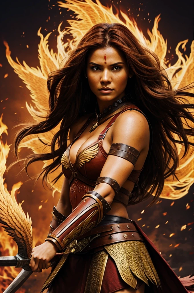 Warrior woman like the phoenix brown hair