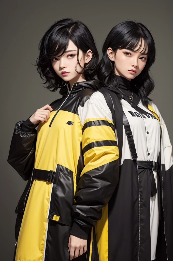 

The character must be:
- Gender: male - Hair: short, black and wavy - Height: high - Accessories: none - Emotion:  Joy - Character color: Yellow - Background color: offwhite

