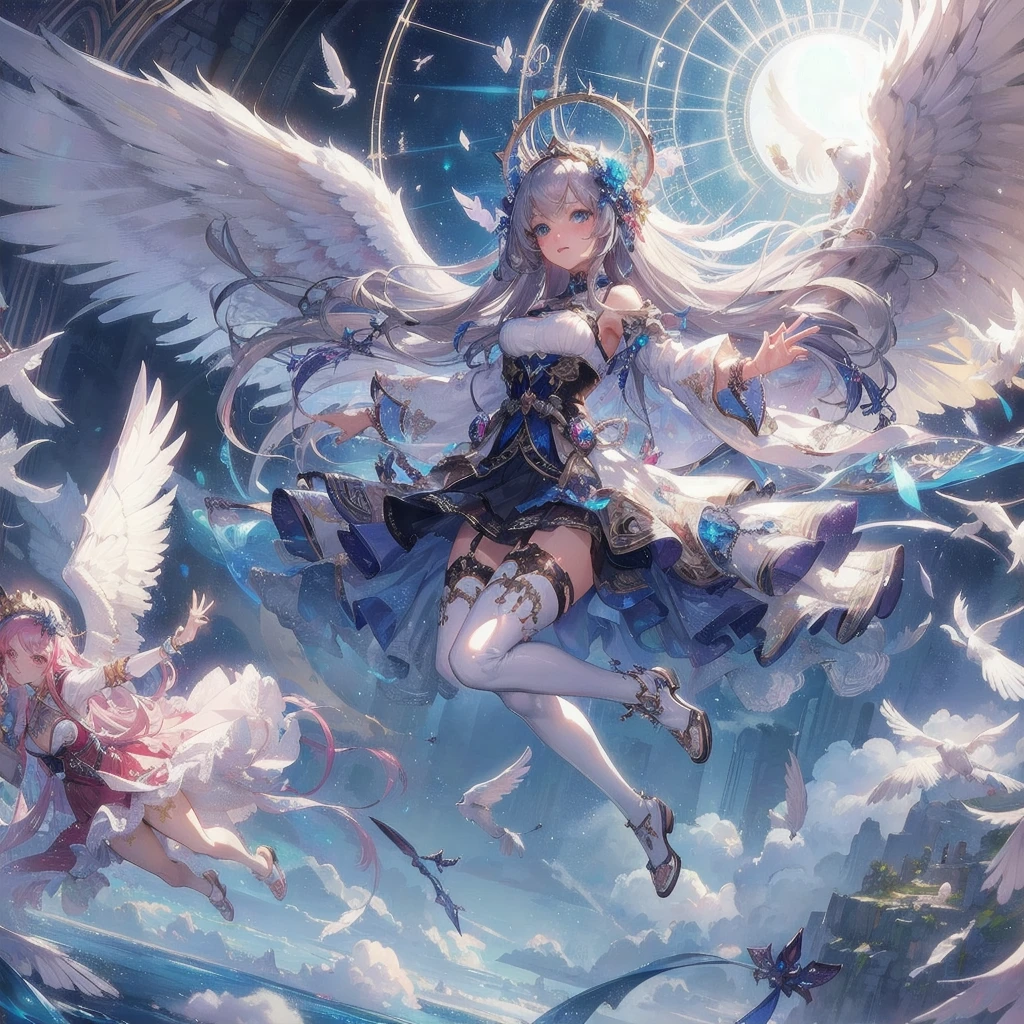 masterpiece, (textured skin), best quality, gorgeous beautiful girl, (a angel), detailed clothes,large breasts,narrow waist,, (beautiful face), cinematic lighting, (fantasy anime art ),