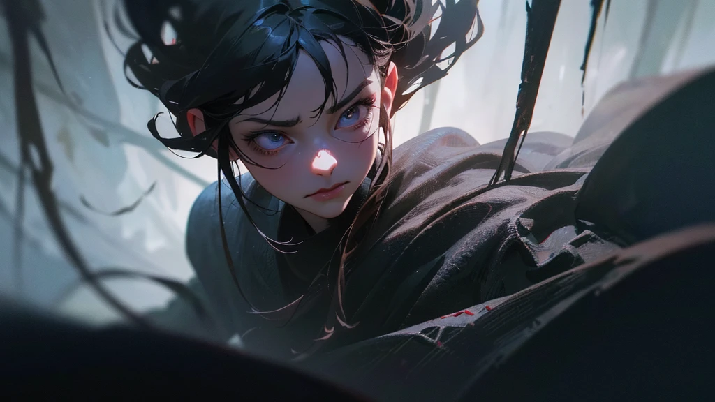 a huge spider chasing a girl in a dark cave, blood, fear, adventurer, (best quality,4k,8k,highres,masterpiece:1.2),ultra-detailed,(realistic,photorealistic,photo-realistic:1.37),horror,dark fantasy,detailed spider,detailed facial features,detailed clothing,dramatic lighting,moody atmosphere,intense colors,cinematic composition