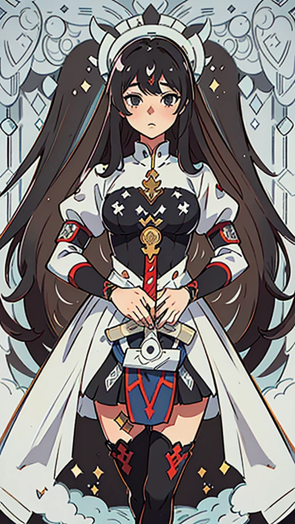 a woman with long hair and a sword, detailed anime art, Detailed art from the main anime, intricate manga drawing, the Queen of Blades, hyper detailed manga drawing, high detailed official artwork, stunning manga art style, trends on artstation pixiv, detailed anime artwork, Queen of Blades, clean detailed anime art, black and white manga style