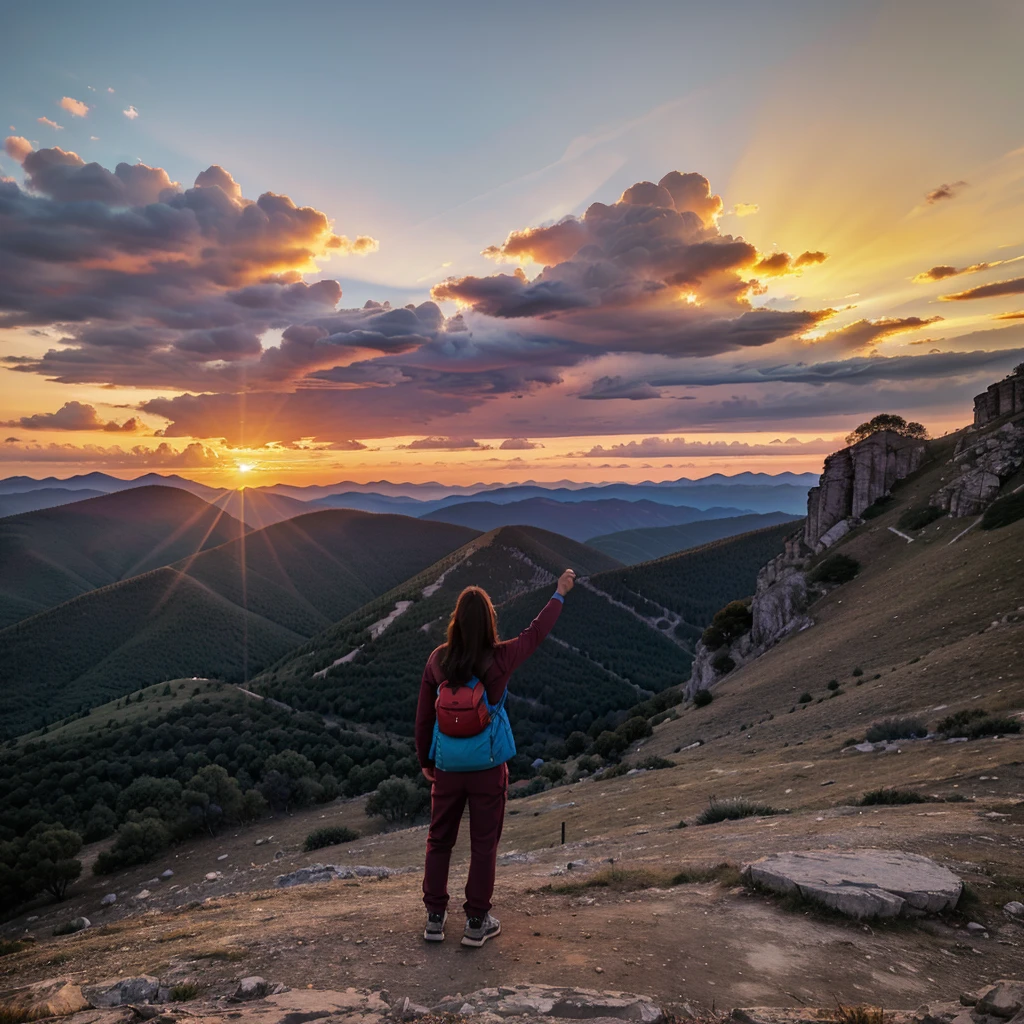 A person standing on a mountaintop, looking at a vibrant sunrise, symbolizing new beginnings and the power to take control of life.