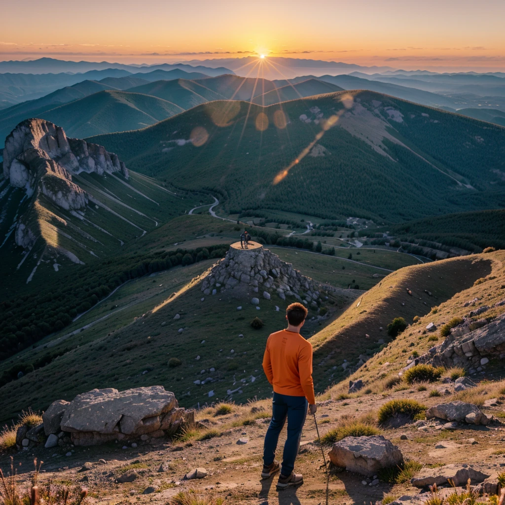 A male standing on a mountaintop, looking at a vibrant sunrise, symbolizing new beginnings and the power to take control of life.