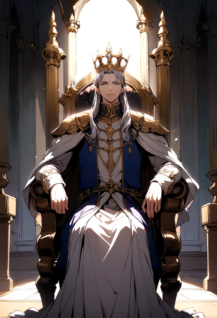 A magnificent king sitting on the throne, European,detailed