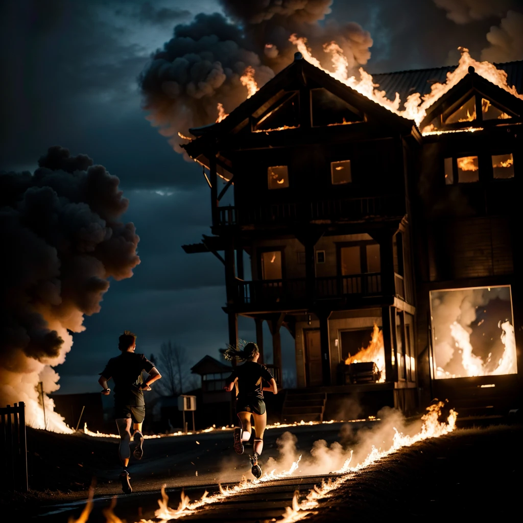 running towards the burning house