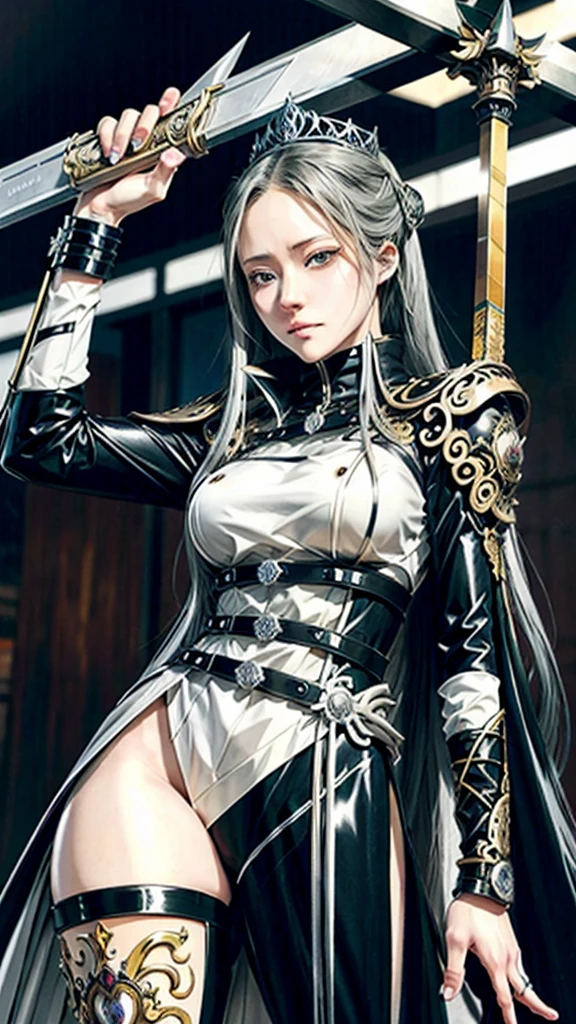  a woman with long hair and a sword, detailed anime art, Detailed art from the main anime, intricate manga drawing, the Queen of Blades, hyper detailed manga drawing, high detailed official artwork, stunning manga art style, trends on artstation pixiv, detailed anime artwork, Queen of Blades, clean detailed anime art, black and white manga style