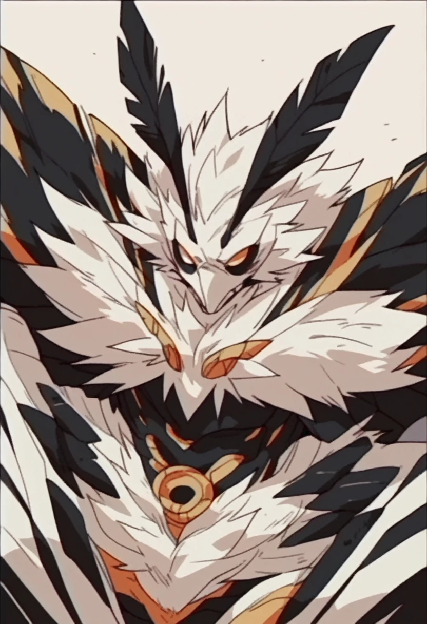 giant robotic moth, white skin, black fur